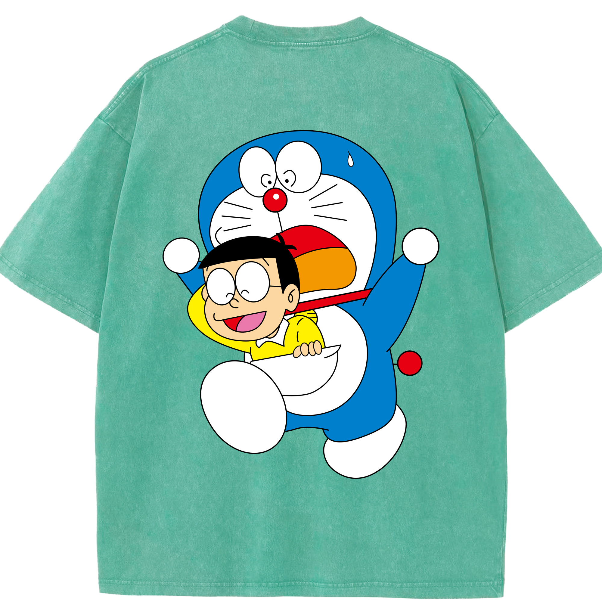 （画像用） ドラえもん Doraemon 綿100% ヴィンテージ風 半袖Tシャツ（背面プリント）
